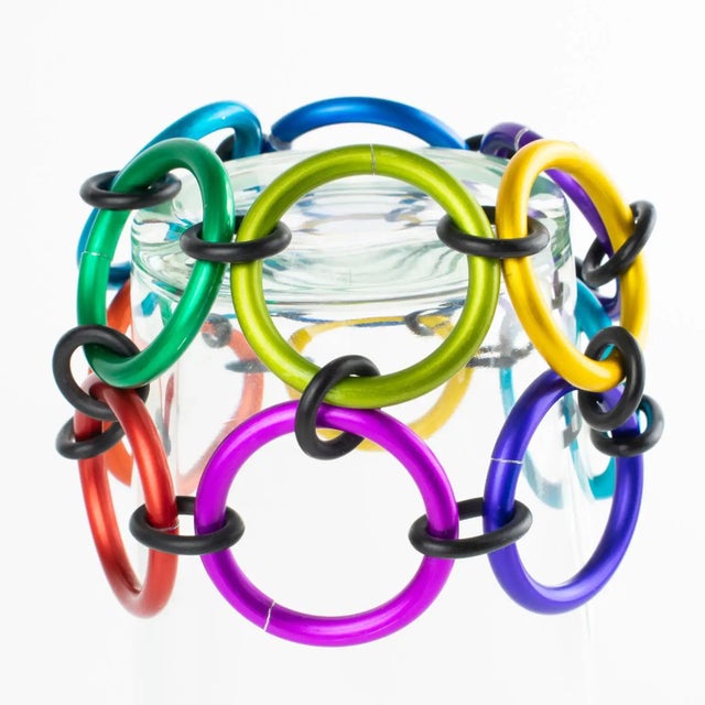 Metal David Spada Modernist Rainbow Multicolor Aluminum Bangle Bracelet For Sale - Image 7 of 14