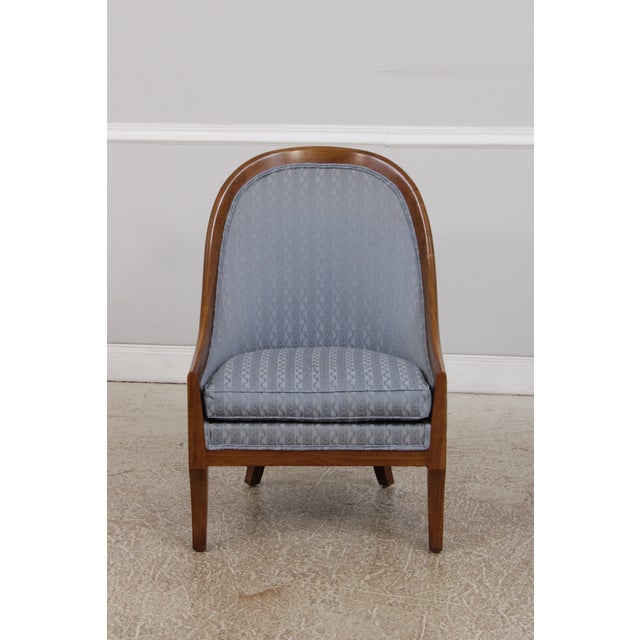 Traditional Pair of Baker Walnut Spoon Back Lounge Chairs For Sale - Image 3 of 14