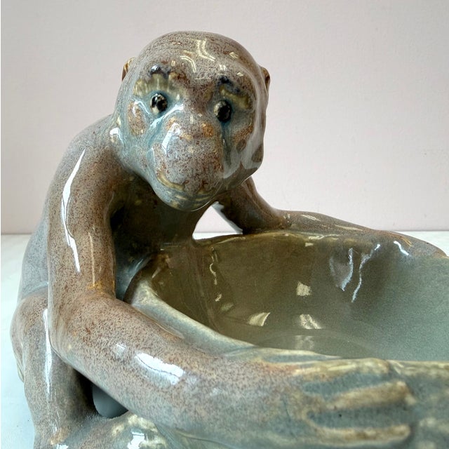 Vintage Glazed Ceramic Monkey Bowl by Villeroy & Boch Merzig For Sale In New York - Image 6 of 7