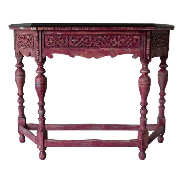 Antique Console Table With Ornate Carved Details For Sale