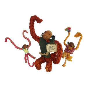 1960’s Wood & Rope Monkey Chain, Set of 3