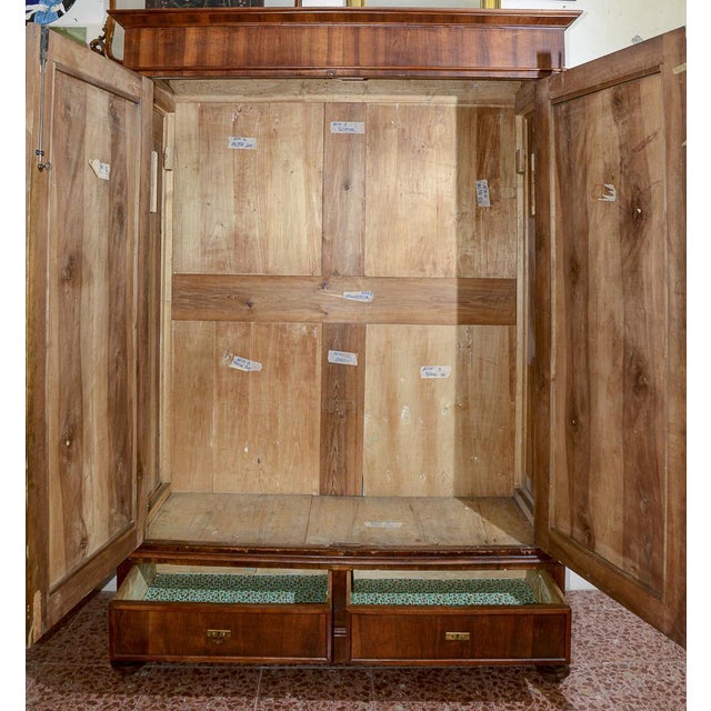 Walnut Wardrobe with 2-Doors and 2-Drawers, Italy, Late 19th Century For Sale - Image 6 of 18