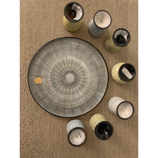 Yellow Mid-Century Modern Vintage Burkart Handarbeit Kreuzlingen Ceramic Egg Server- 8 Pieces For Sale - Image 8 of 10