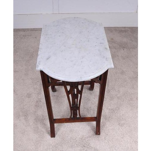 Arts and Crafts Side Table with Marble Top, 1900s For Sale - Image 6 of 7