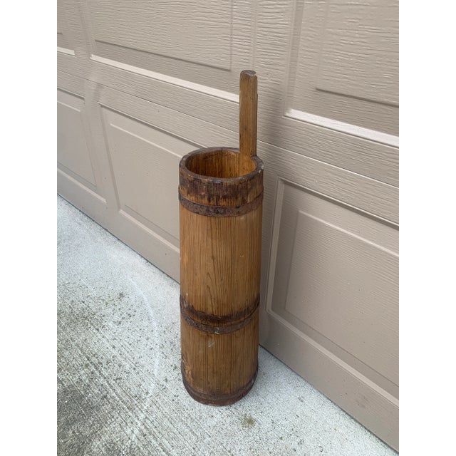 French Country Antique 19th Century Wood and Iron Tall Bucket Umbrella Stand For Sale - Image 3 of 12