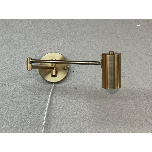 Modern Brass-Tone Swing Arm Wall Lamp For Sale - Image 4 of 10