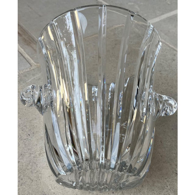 Late 20th Century Flared Swirl Cut Crystal Nautilus Shell Applied Handles Ice Bucket in the Manner of Tiffany & Company For Sale - Image 9 of 18