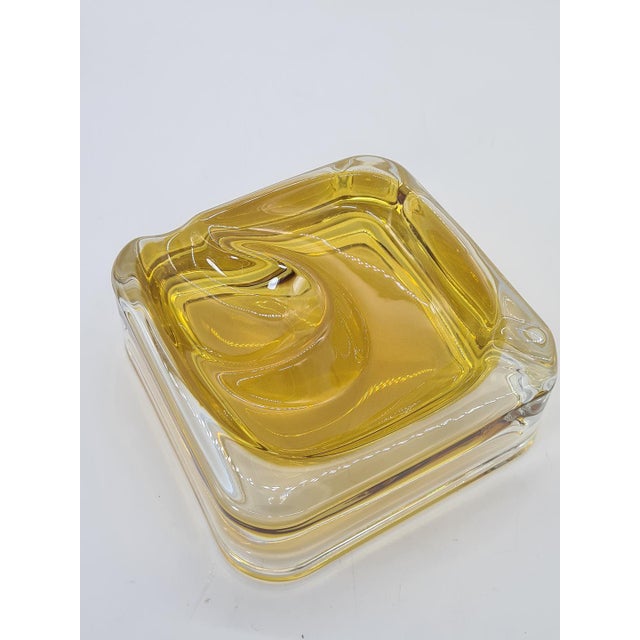 Yellow Murano Sommerso Ashtray Amber Art Glass, Italy, 1960s For Sale - Image 8 of 11