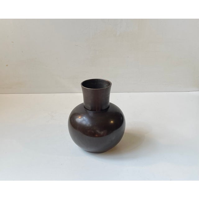 Brown Art Deco Vase in Patinated Bronze by Bdr. Grage, Denmark, 1950s For Sale - Image 8 of 9