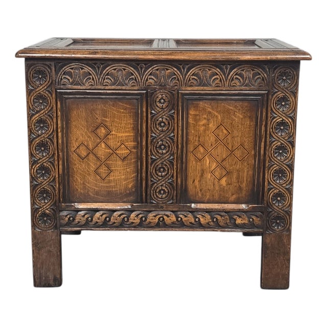 Small Oak Inlaid Coffer, 1920 For Sale