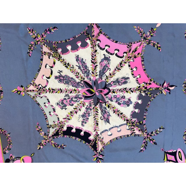 Textile Vintage Pucci Silk Scarf in Pink and Blue Circa 1970 For Sale - Image 7 of 12
