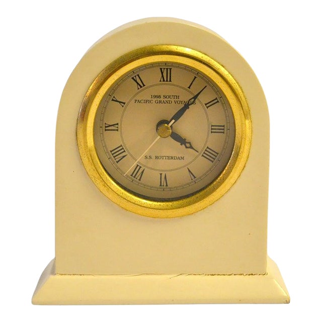 1995 Beige Desk Table Clock South Pacific Grand Voyage S S Rotterdam Classic For Sale