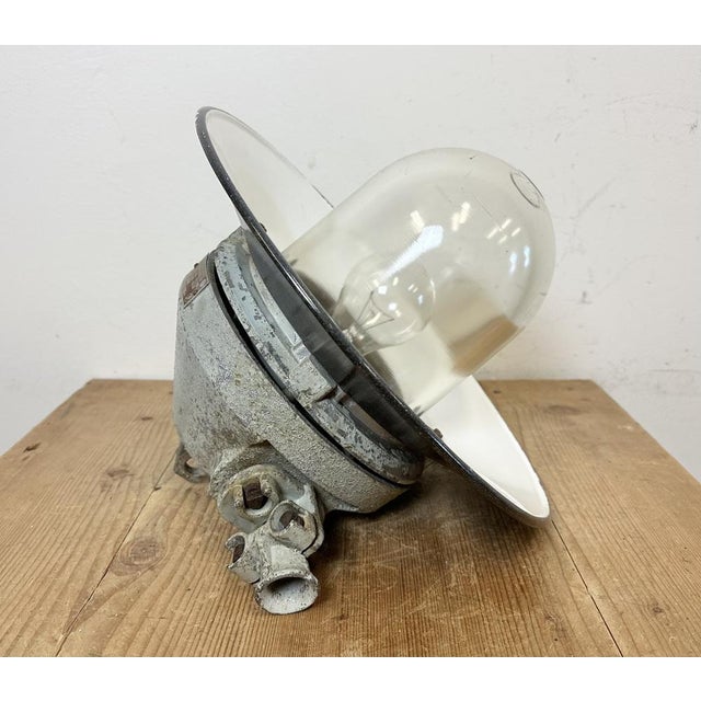 Grey Cast Aluminium Explosion Proof Lamp with Enameled Shade from Elektrosvit, 1970s For Sale - Image 16 of 18