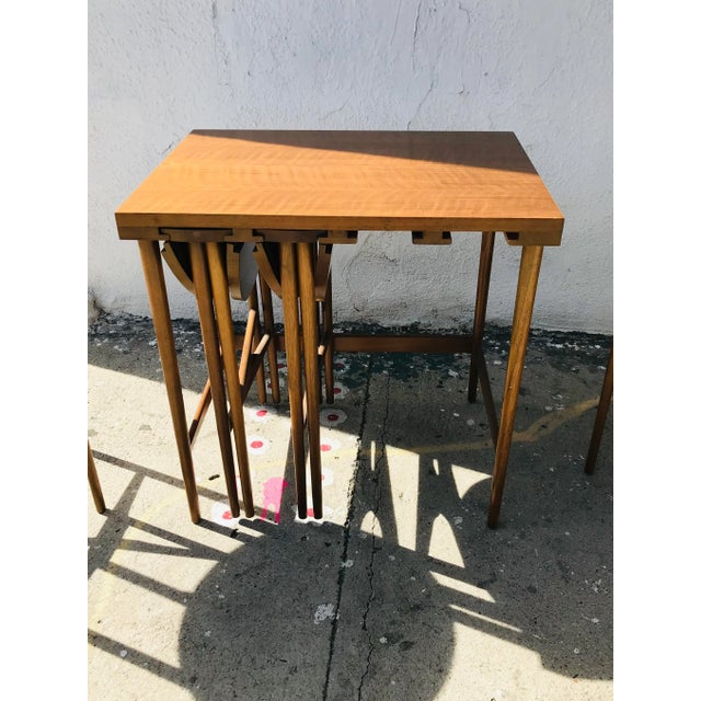 Bertha Schaefer MCM 1950s Set of Four Nesting Tables in Walnut, Made in Italy For Sale - Image 12 of 13