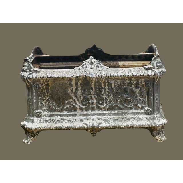 Metal Antique French Cast Iron Garden Urn For Sale - Image 7 of 12