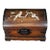 Vintage Huali Wood Jewelry Box With Mother-of-Pearl Bird & Floral Inlay and Brass Hardware For Sale