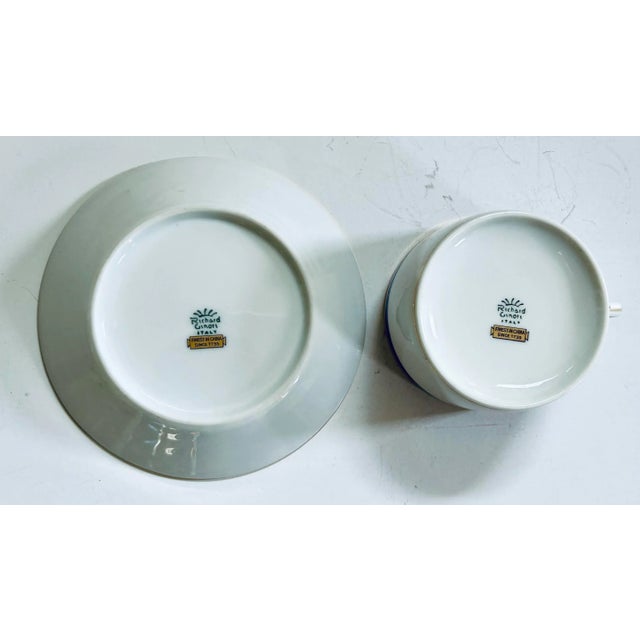 Ceramic Richard Ginori Palermo Blue Cups and Saucers - Set of 11/10 For Sale - Image 7 of 8