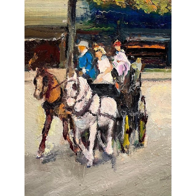 Adolfo Carducci, Carriages on the Street, Oil on Canvas For Sale - Image 6 of 16