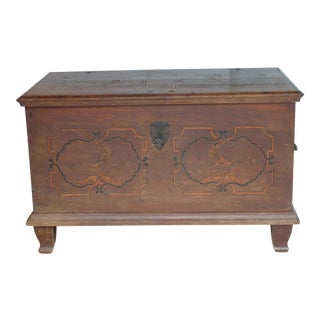 18th Century Inlay Fruitwood Trunk For Sale