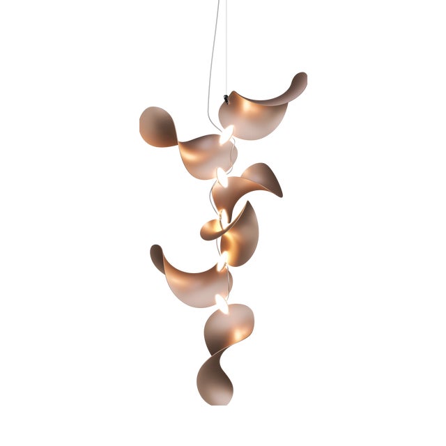 Dune 6 Vertical Cluster Pendant Light with Shades in Copper Metallic Tone by Daniel Becker for Moss Objects For Sale