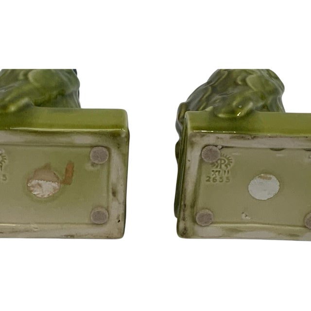 1920s Antique Rookwood Pottery #2655 Owl Bookends Blue-Green High Glaze Made in Usa 1927 For Sale - Image 5 of 10