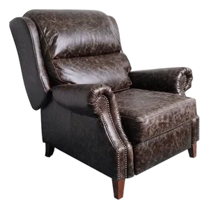 English Rolled Arm Recliner - Dark Brown Leather