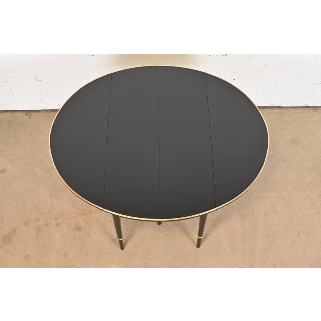 Wood Paul McCobb Connoisseur Collection Black Lacquered Mahogany and Brass Extension Dining Table, Newly Refinished For Sale - Image 7 of 12