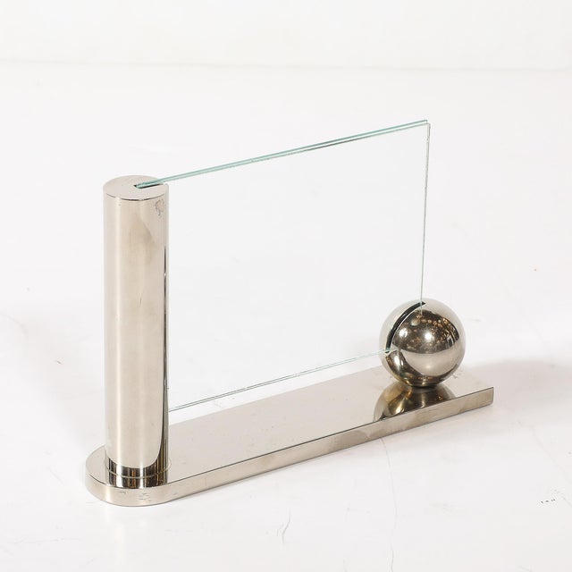 1980s Mid-Century Swid Powell Silver Plated Picture Frame With Spherical Detail For Sale - Image 5 of 11