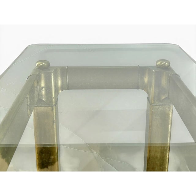 Mid 20th Century Attributed Mastercraft Brass & Glass Console Table For Sale - Image 11 of 11