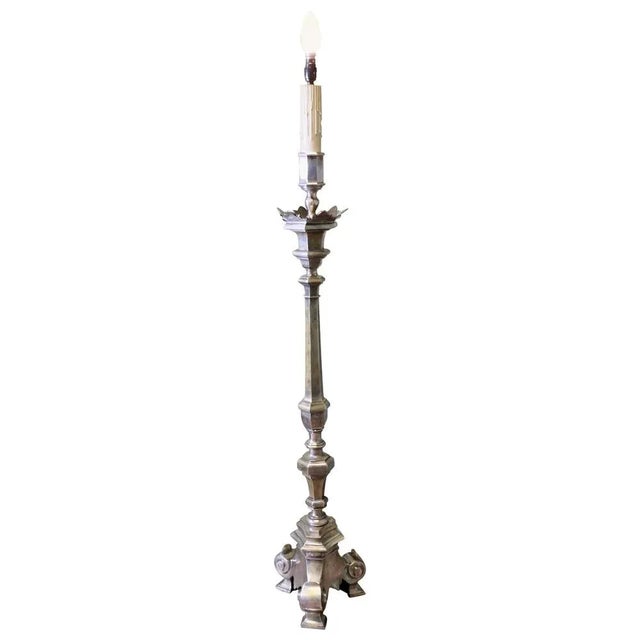Silver-Plated Floor Lamp, 1900s For Sale - Image 11 of 11