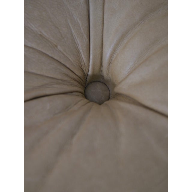 Animal Skin Chesterfield Style Tufted Leather Ottoman Stool For Sale - Image 7 of 13