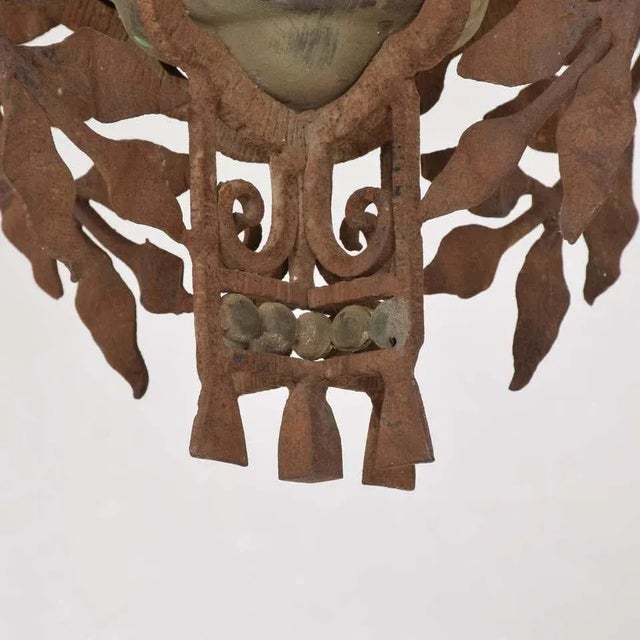 1930s French Fleur-De-Lis Pendant Lamp Forged Iron and Steel Mexico For Sale - Image 10 of 11