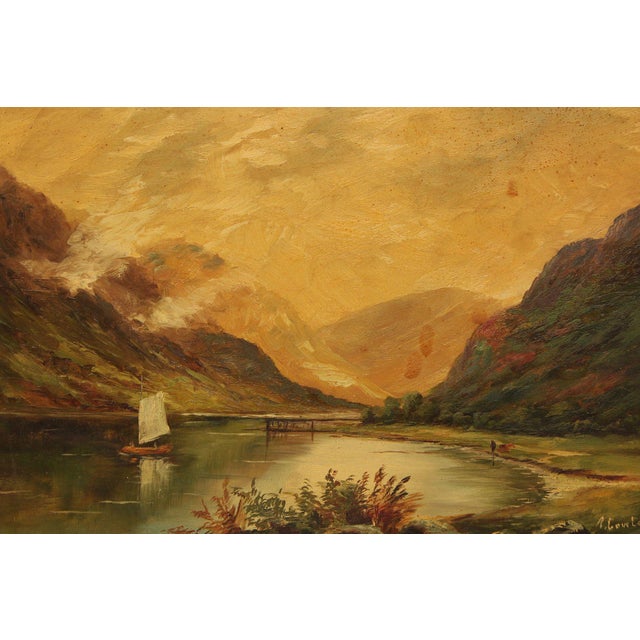 Mountain Landscape Oil Painting, Signed For Sale - Image 9 of 12