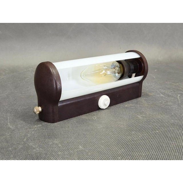 Glass Art Deco Czech Bakelite and Milky Glass Wall Light, 1940s For Sale - Image 7 of 8
