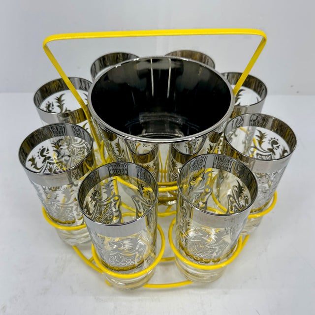 This one of a kind yellow newly powder-coated carrier is both form and function making a wonderful display on a bar cart...