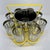 This one of a kind yellow newly powder-coated carrier is both form and function making a wonderful display on a bar cart...