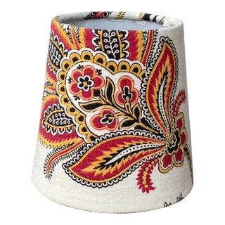 Antique French Red and Yellow Fabric Chandelier Shade For Sale