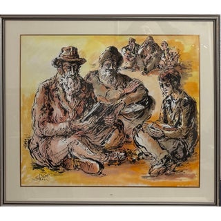 Jossi Stern, Old City Jerusalem City Walls landscape Scene Painting, Judaica For Sale