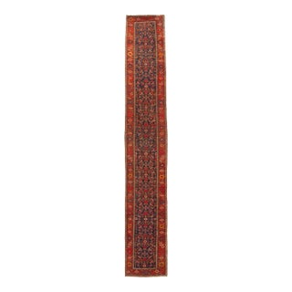 Antique Circa 1920 Red Malayer Hand Knotted Runner 3ft 2in X 19ft 11in For Sale