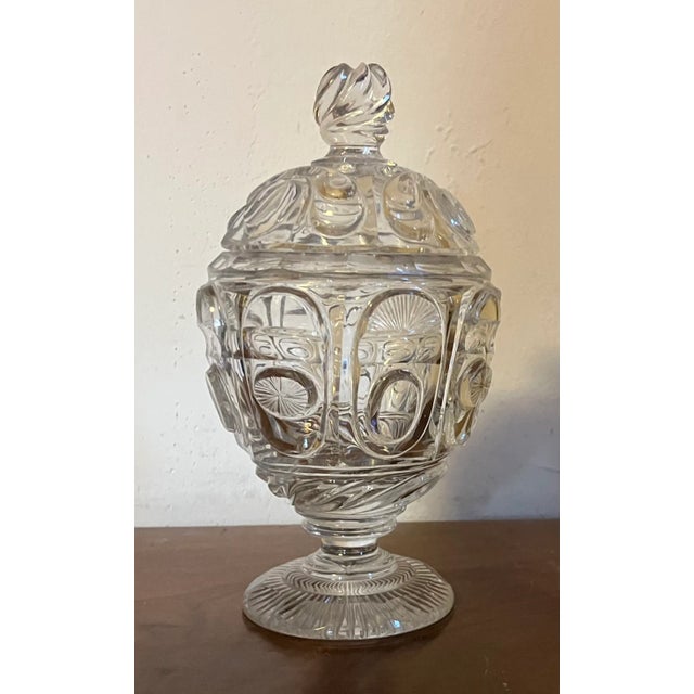 Antique 19th Century French Belle Epoque Cut Crystal Glass Urn and Cover For Sale - Image 10 of 12