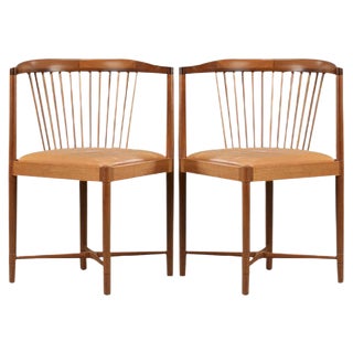 Fully Restored Mahogany King of Diamonds Chairs by Børge Mogensen for Søborg Møbelfabrik, 1940s, Set of 2 For Sale