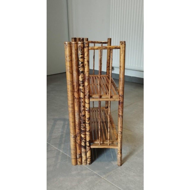 Wood Folding Shelf in Bamboo and Wicker, 1800s For Sale - Image 7 of 18