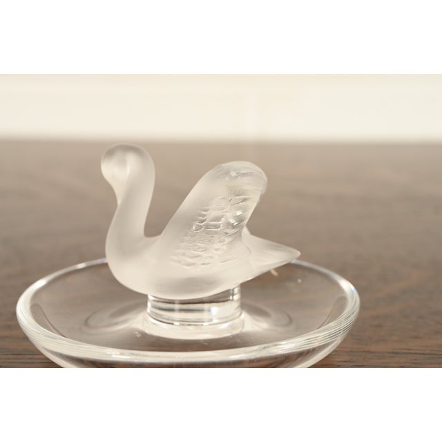 Lalique Art Deco Frosted Crystal Swan Ring Dish For Sale - Image 11 of 14
