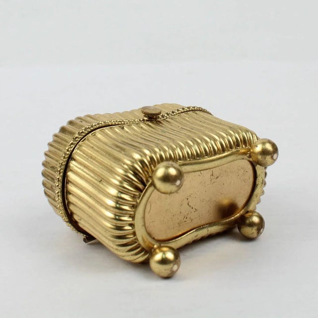 Small Victorian Gilt Metal Dresser or Ring Box with a Pietra Dura Plaque For Sale - Image 9 of 10