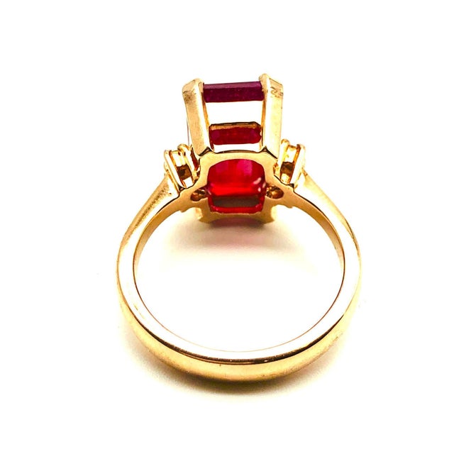 Ruby Red Bochic "Orient" Vintage African Ruby & Diamond Ring Set 18K Yellow Gold & SIlver For Sale - Image 8 of 18