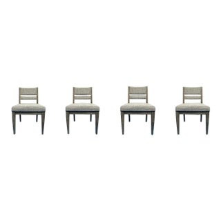 Modern Casual Gray Slat Back Dining Chairs Set of 4 For Sale