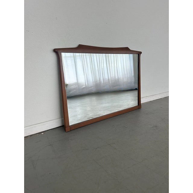 1970s Vintage White Pine Furniture Wall Mirror For Sale - Image 5 of 9