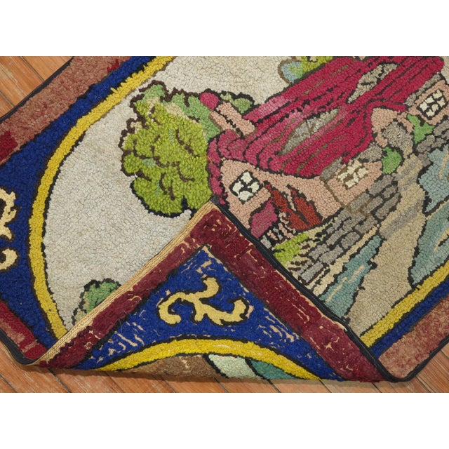 American Hooked Scenic Pictorial Rug For Sale - Image 4 of 6