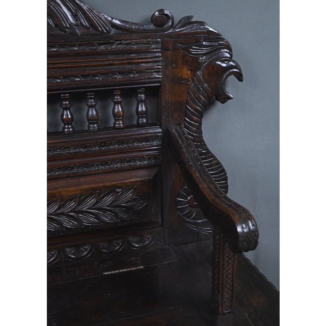 Neo-Gothic Style Storage Bench in Oak For Sale - Image 9 of 18