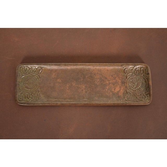 Tiffany Studios New York Zodiac Pattern Bronze Pen Tray For Sale - Image 12 of 12
